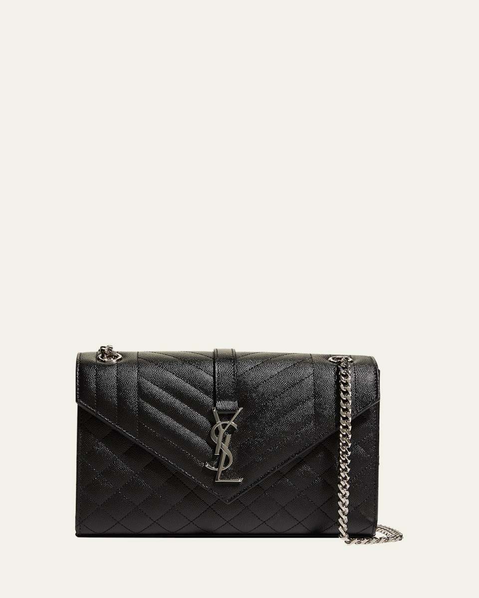 Envelope Triquilt Medium YSL Shoulder Bag in Grained Leather