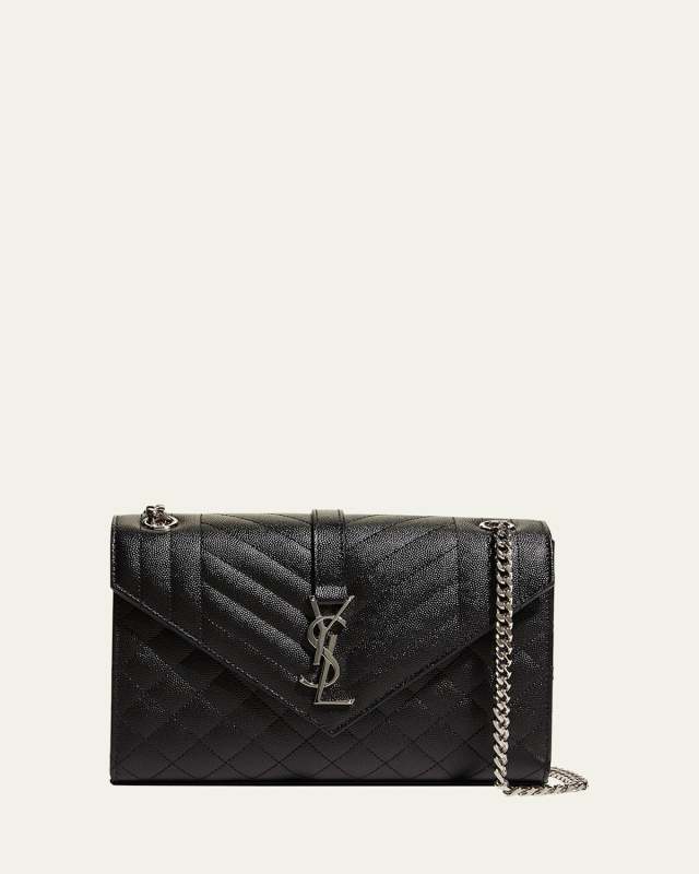 Envelope Triquilt Medium YSL Shoulder Bag in Grained Leather