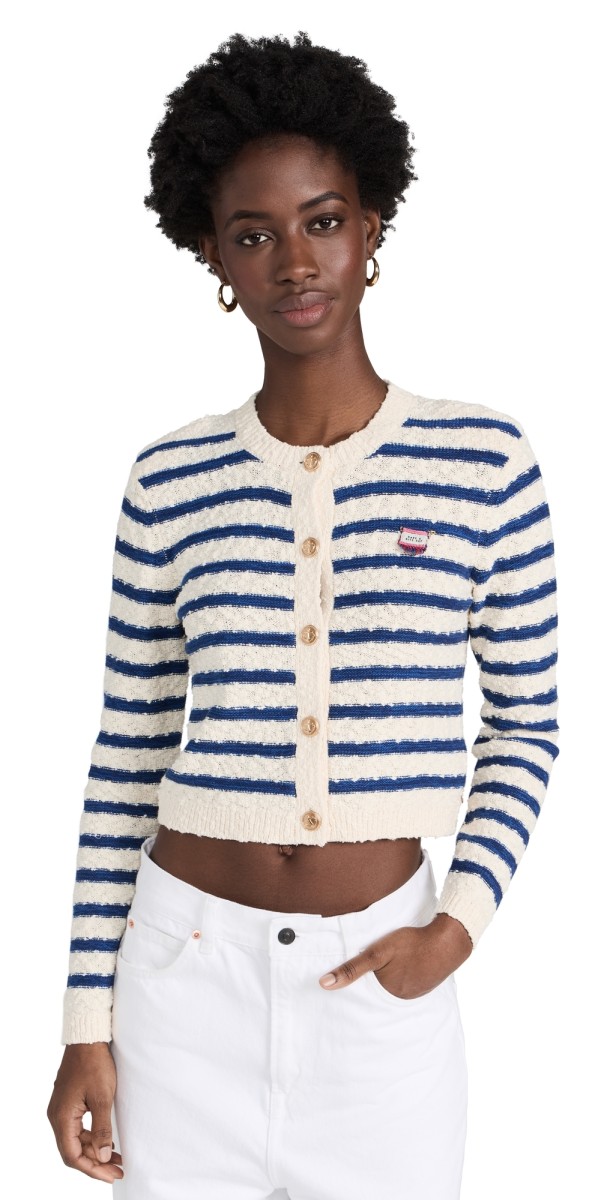 Scotch & Soda Textured Briton Stripe Cardigan Breton Stripe
