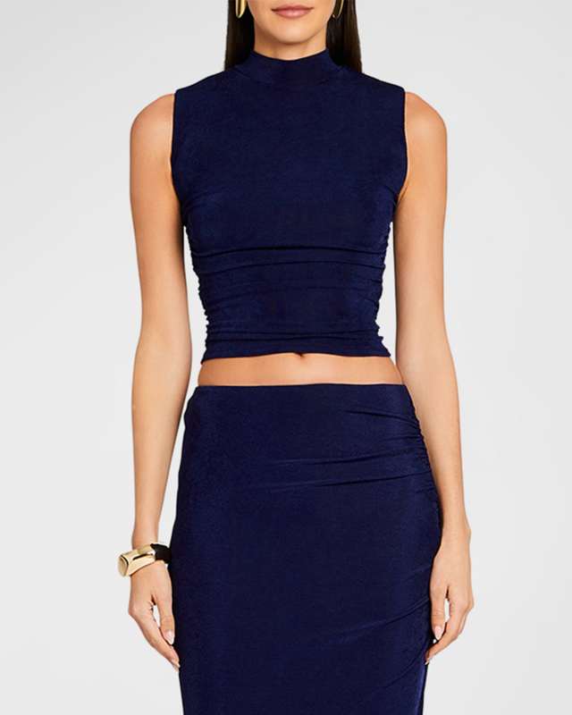 Anchora Sparkly Mock-Neck Crop Top