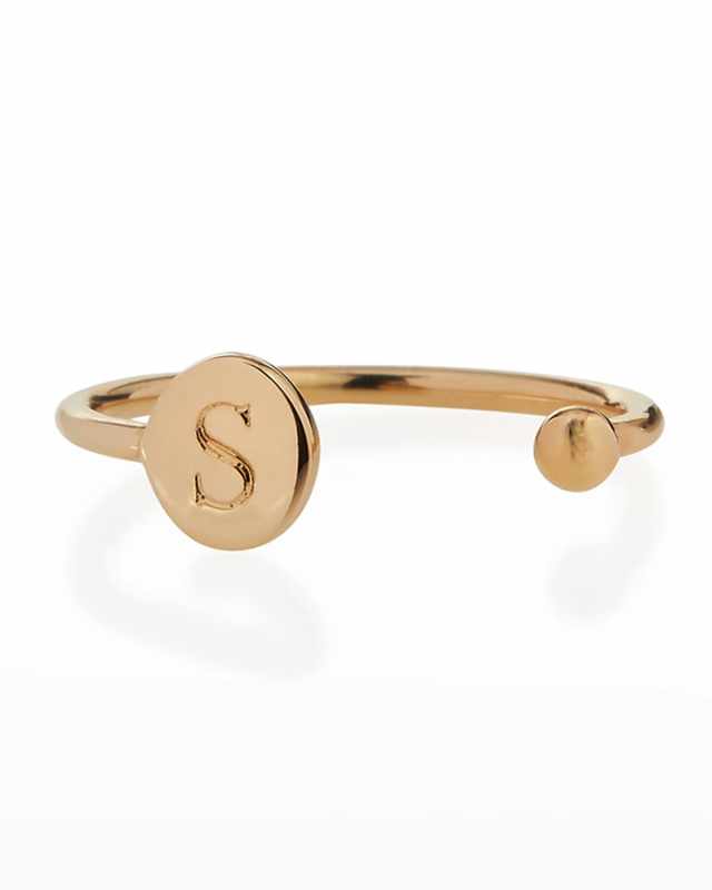 Rocha 14k Gold Initial Open Ball Ring