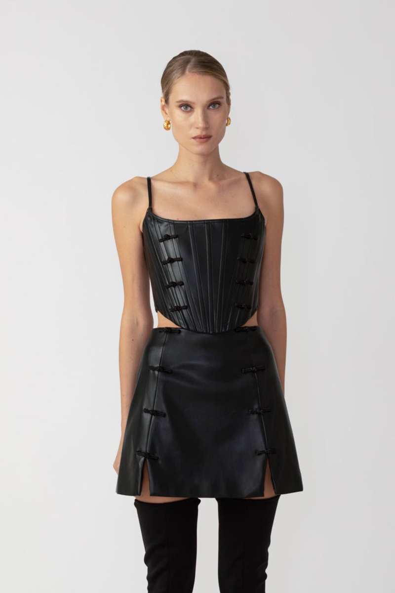 Nadia Faux Leather Corset Top