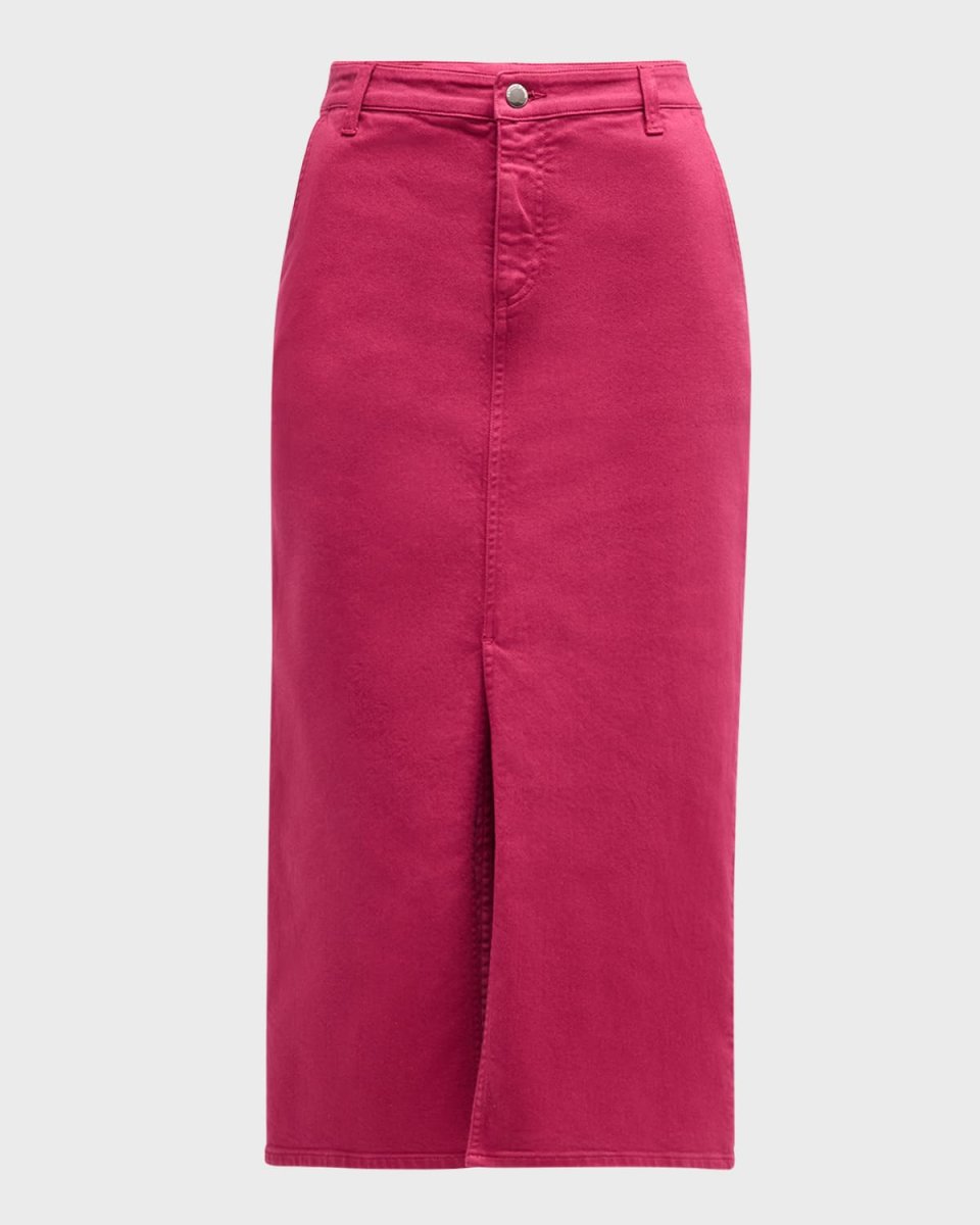Denim Straight Midi Skirt