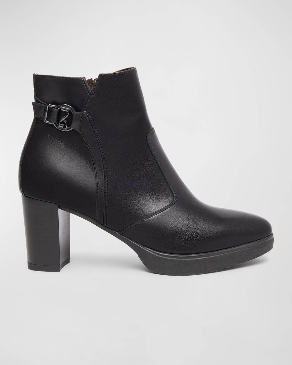 Leather Buckle Ankle Booties