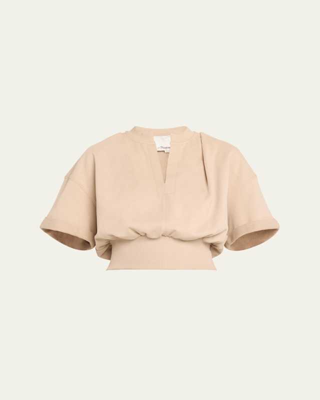 Short-Sleeve Cropped Sweatshirt
