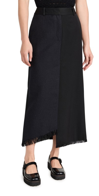 Róhe Double Fabric Skirt Navy Pinstripe