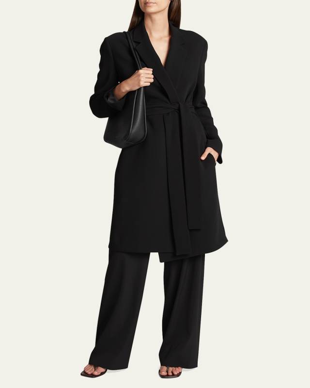 Harri Belted Crepe Coat