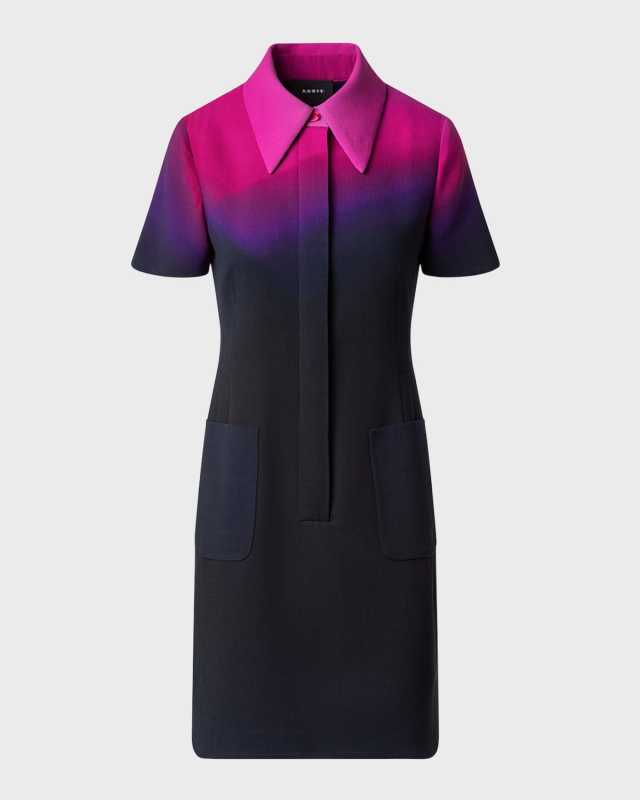 Above Purple-Print Short-Sleeve Mini Shirtdress