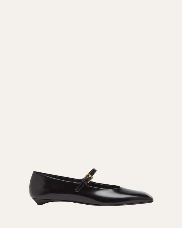 Leather Mary Jane Ballerina Flats