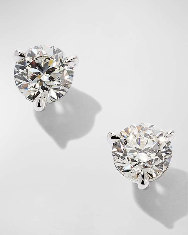 White Gold 2 Round Diamond Champagne Stud Earrings, 1.0tcw