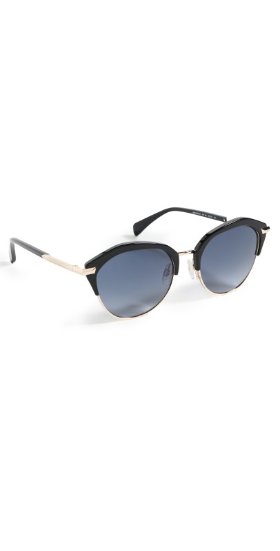 rag & bone Josie Sunglasses Black/Lt Gold 90 Grey Shaded