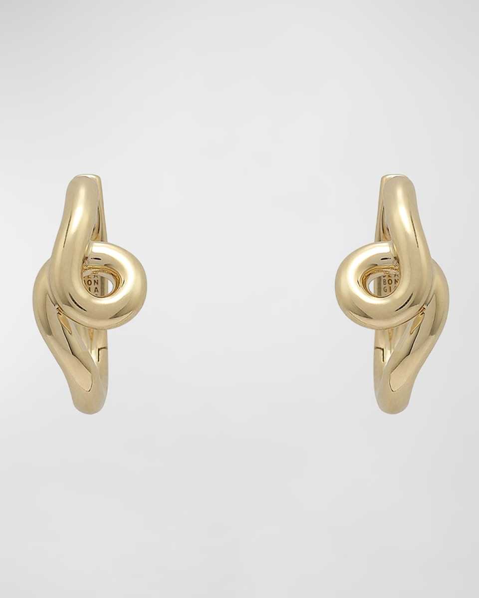 18K Yellow Gold Single Wave Hoop Earrings
