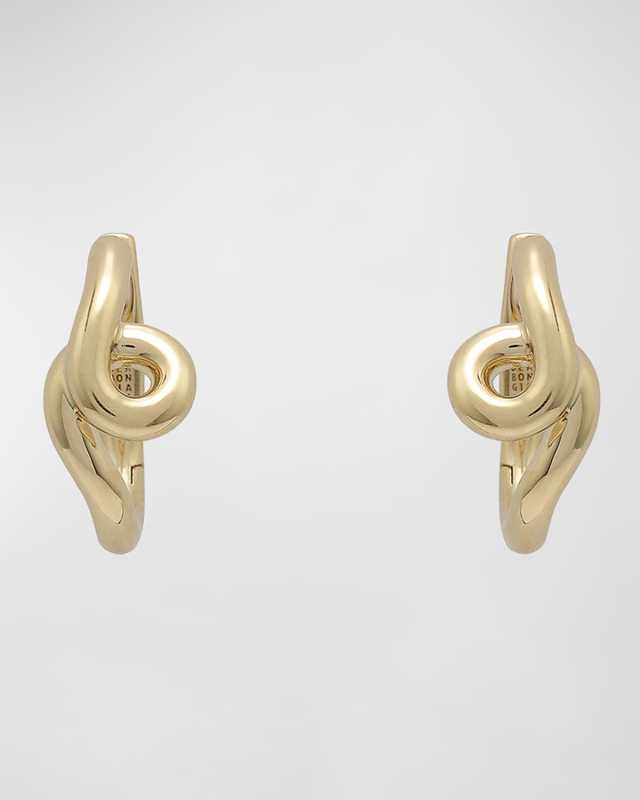 18K Yellow Gold Single Wave Hoop Earrings