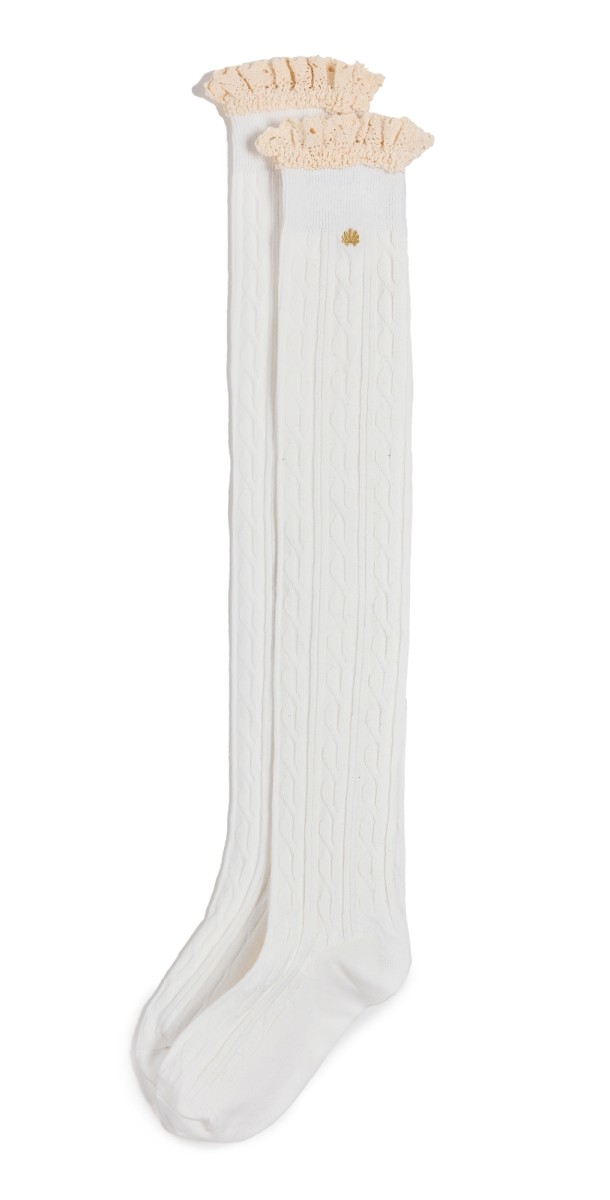 Lele Sadoughi Victoria Knee High Socks Ivory