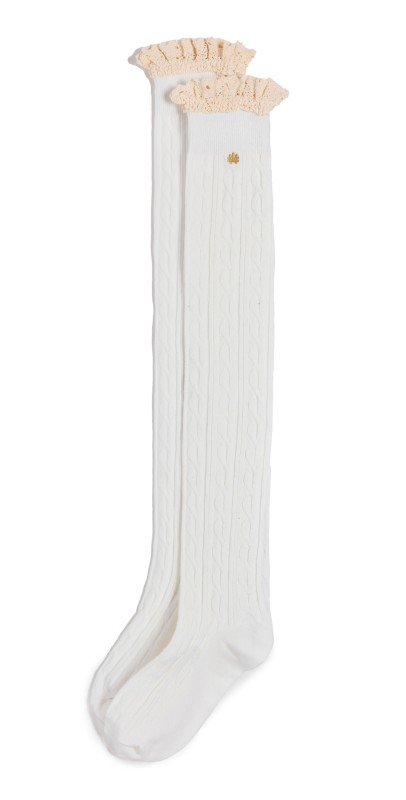 Lele Sadoughi Victoria Knee High Socks Ivory