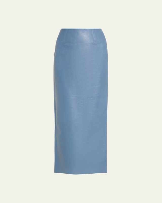 Leather Slit-Back Maxi Pencil Skirt