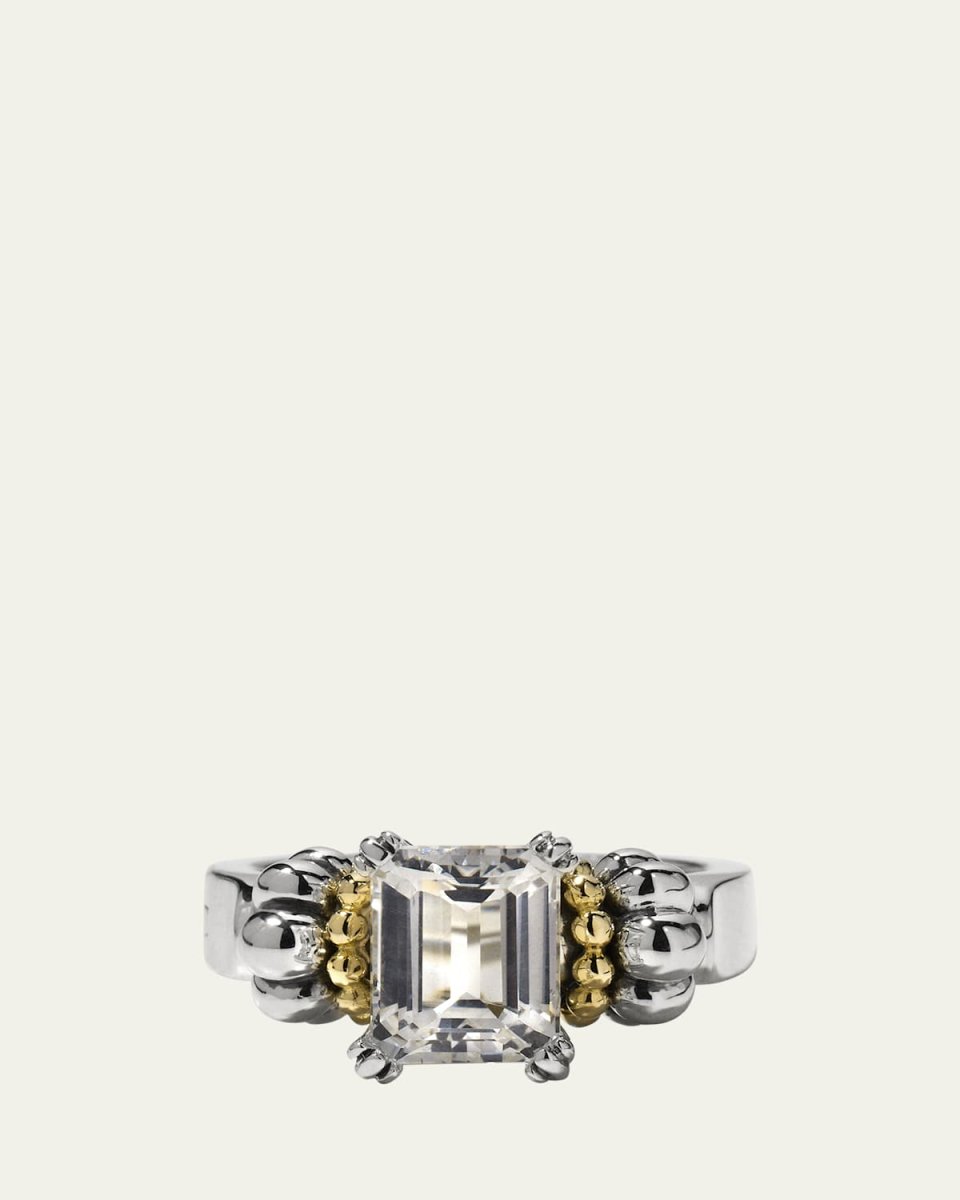 Glacier 9x7mm Gemstone Two-Tone Ring