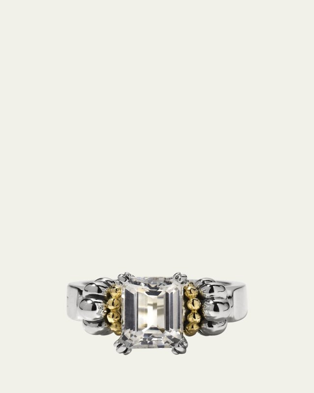 Glacier 9x7mm Gemstone Two-Tone Ring