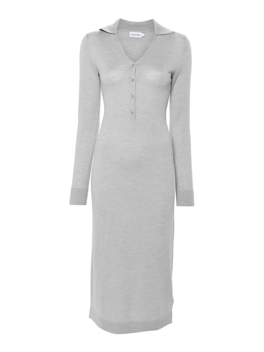 Calvin Klein Robe Au Genou - Gris