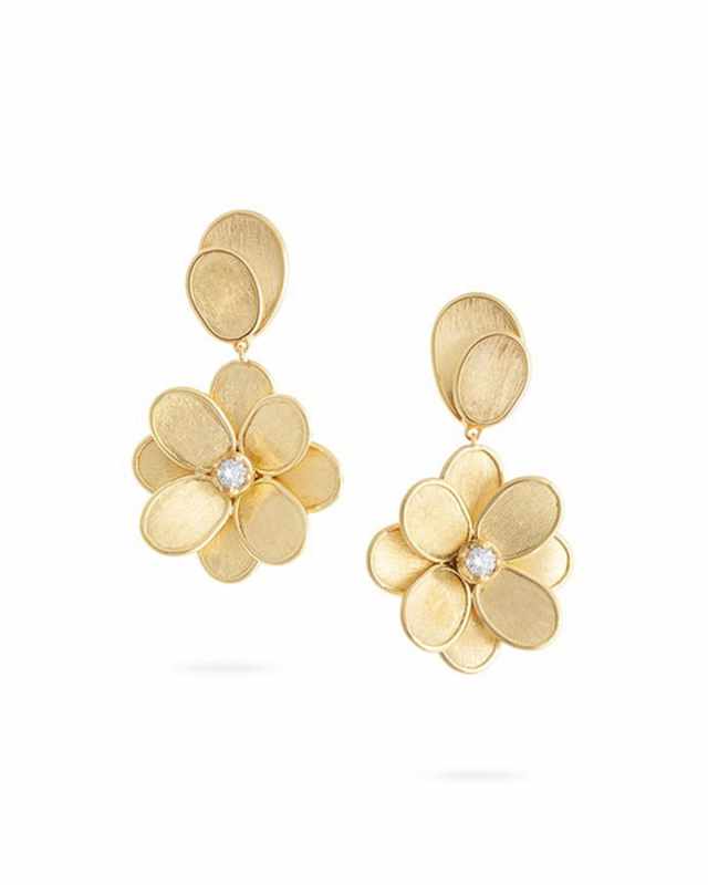 Petali 18K Yellow Gold Single-Drop Earrings with Diamonds