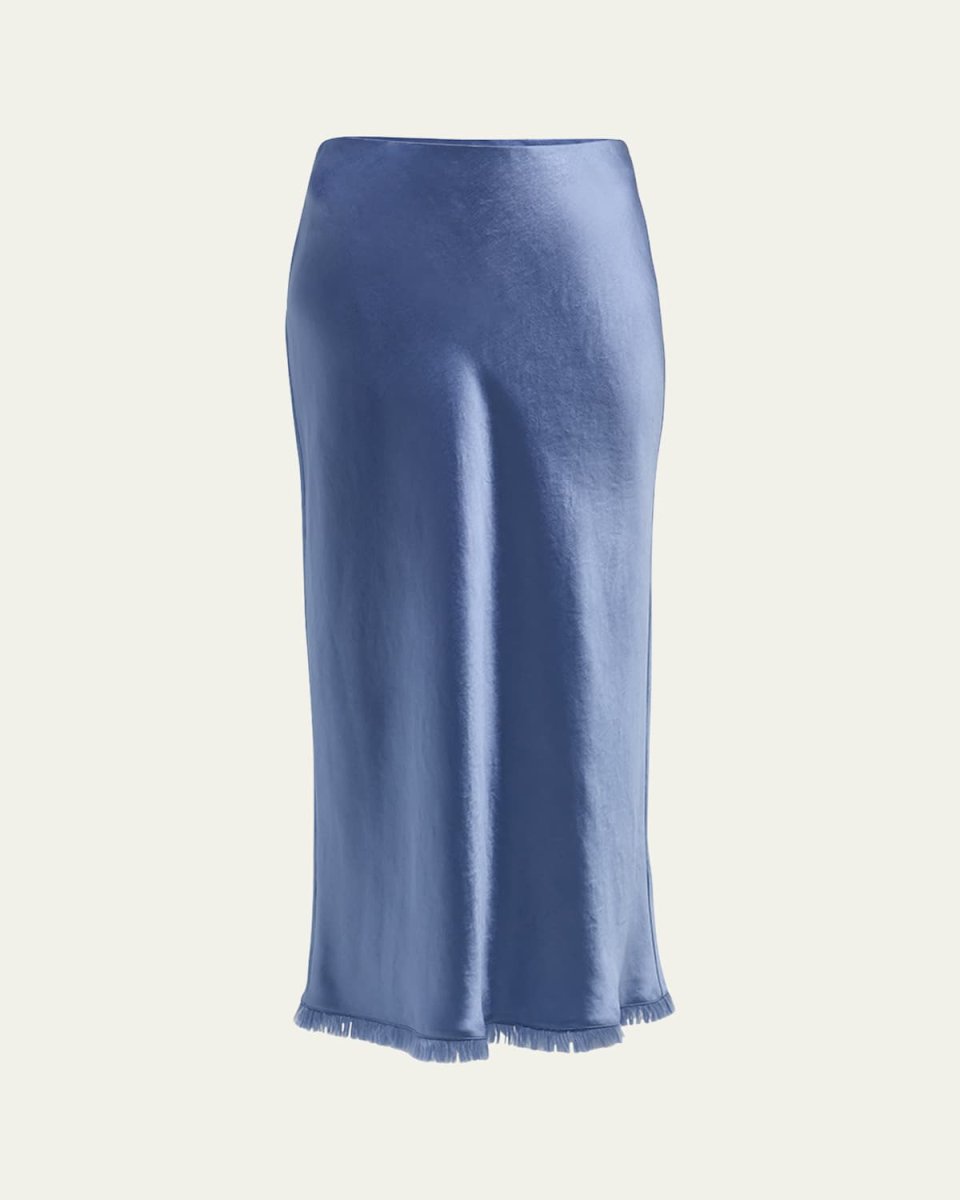 Frayed-Edge Bias Midi Skirt