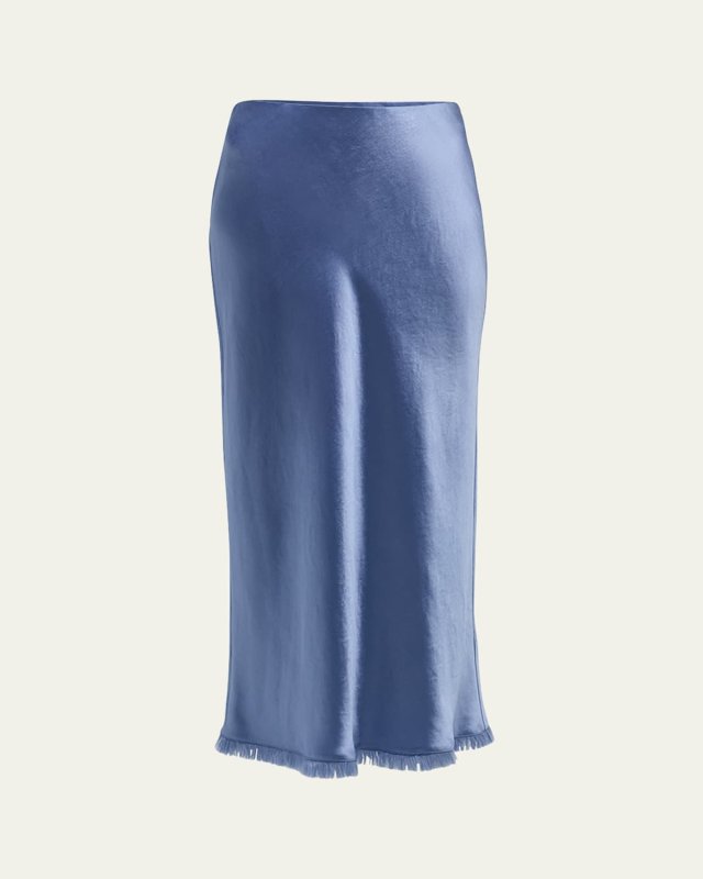 Frayed-Edge Bias Midi Skirt