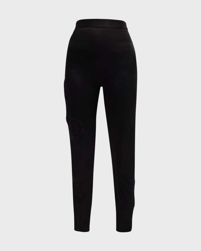 Simon Crochet-Inset Straight-Leg Pants