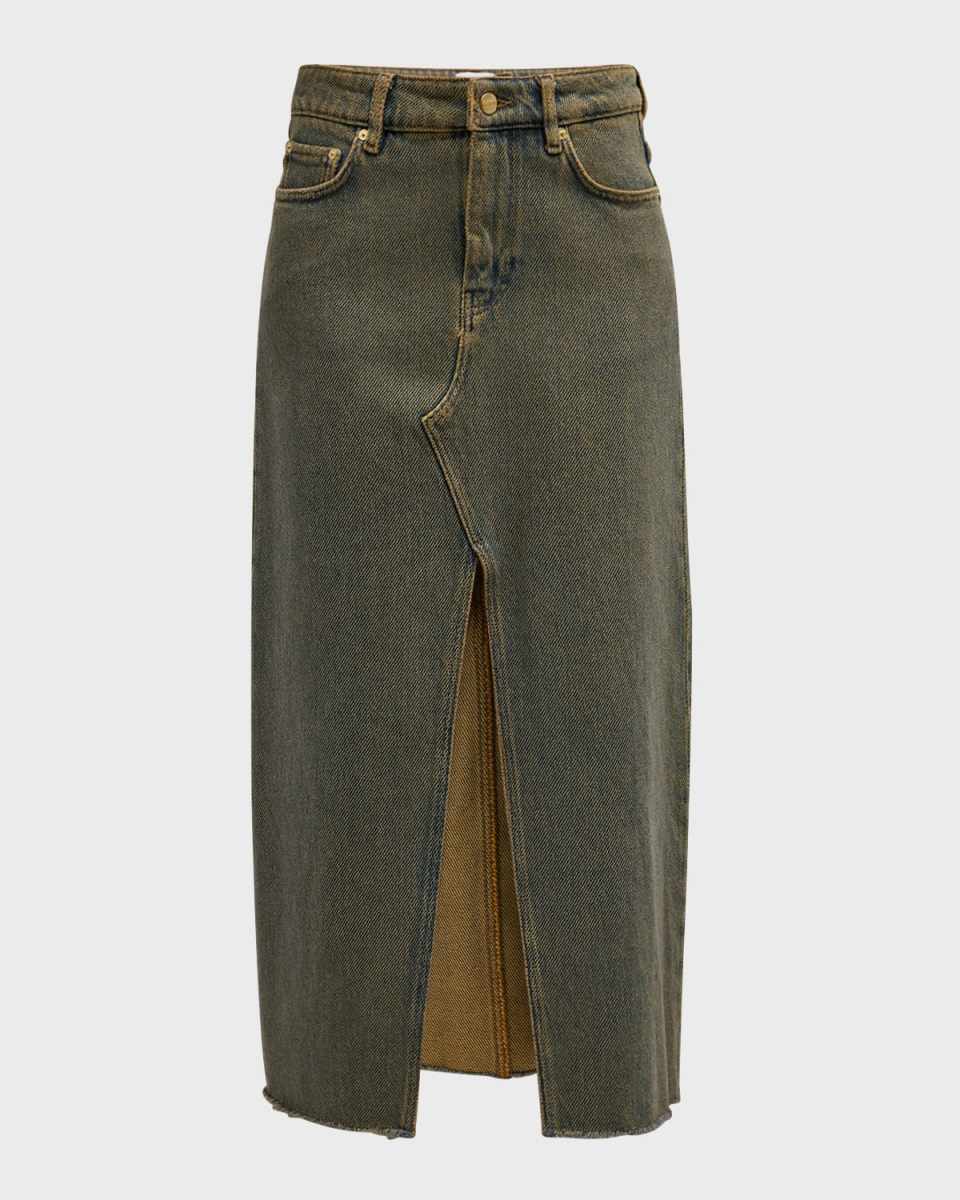Over-Dyed Denim Maxi Skirt