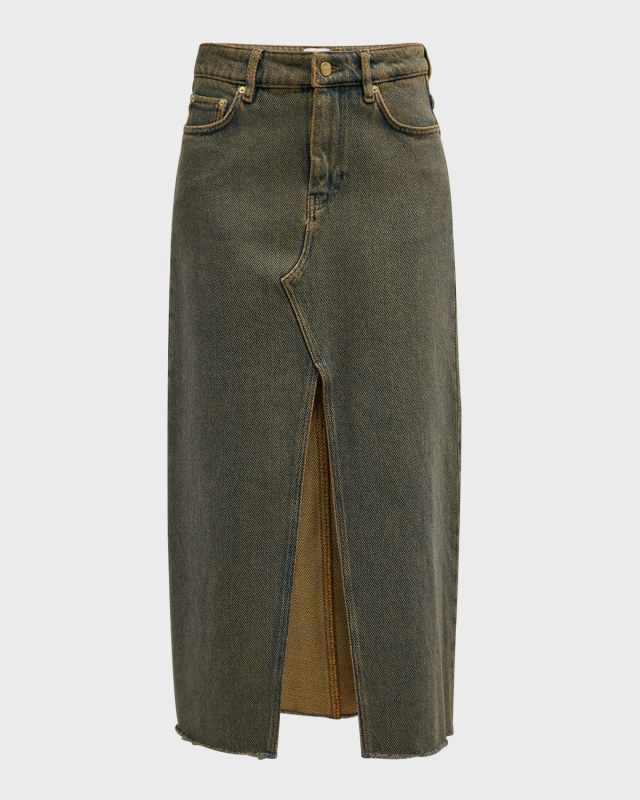 Over-Dyed Denim Maxi Skirt