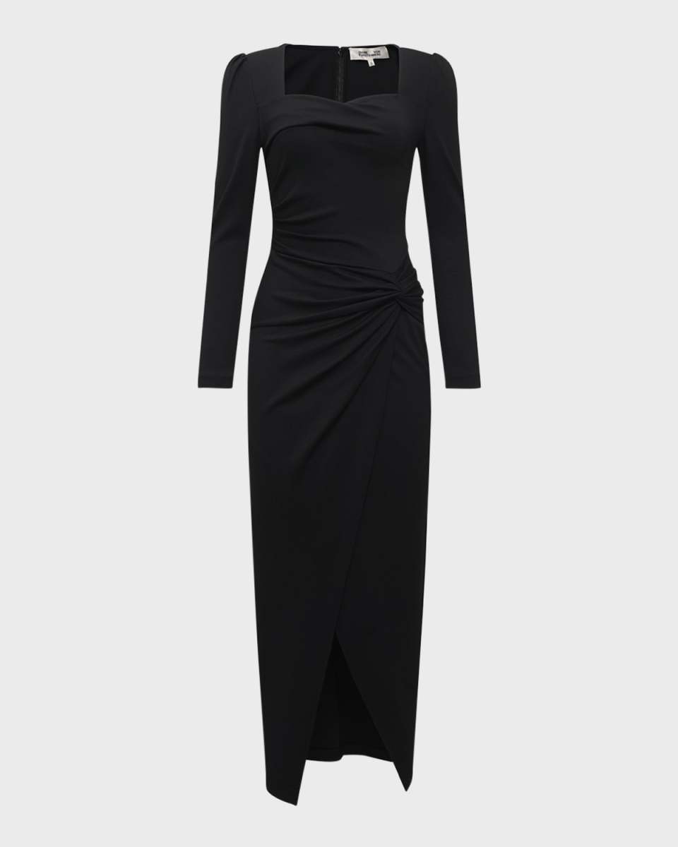 Hughie Ruched Sweetheart Midi Dress