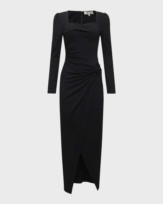 Hughie Ruched Sweetheart Midi Dress