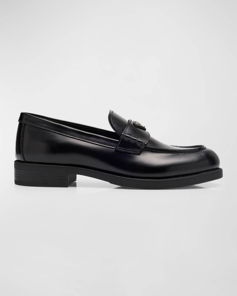 Leather Logo Slip-On Loafers