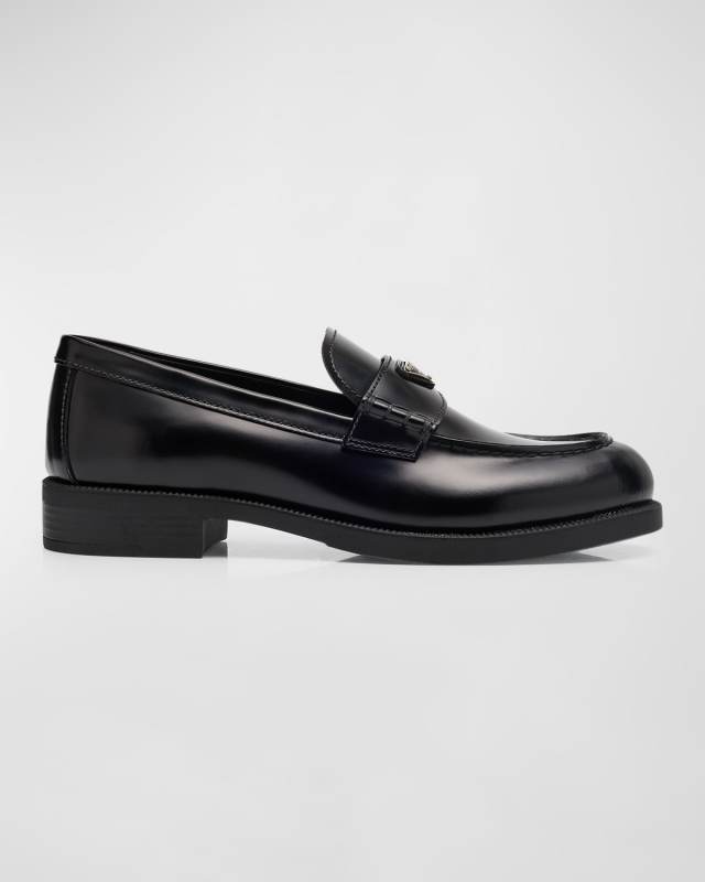 Leather Logo Slip-On Loafers