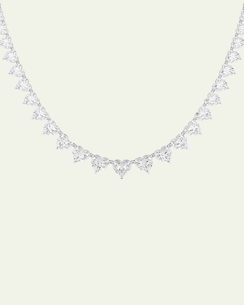 18K Graduated Heart Shape Lab Grown Diamond Necklace
