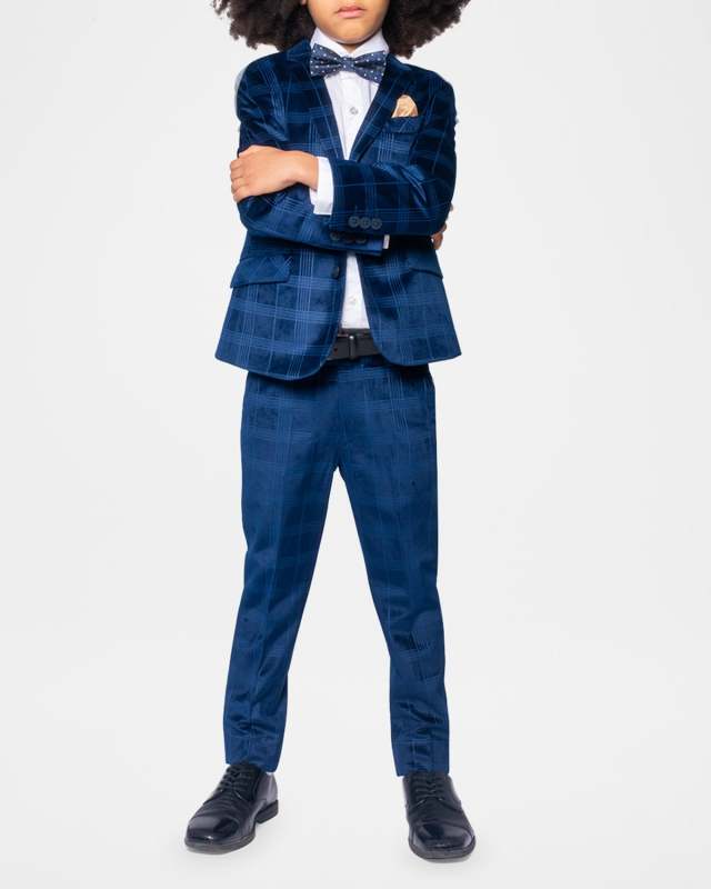Boy's Plaid-Print Suit Pants, Size 2-12
