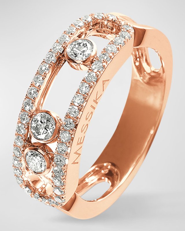 MOVE 18K PINK GOLD DIAMOND PAVE RING