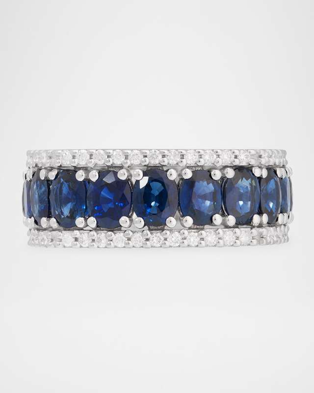 Procida 18K White Gold Blue Sapphire and Diamond Ring