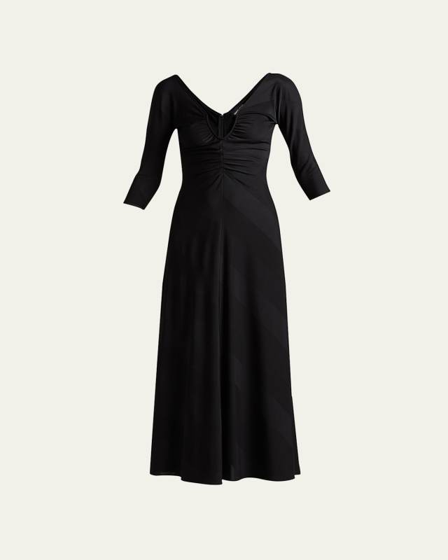 Jacquard Jersey Diagonal Stripe Maxi Dress