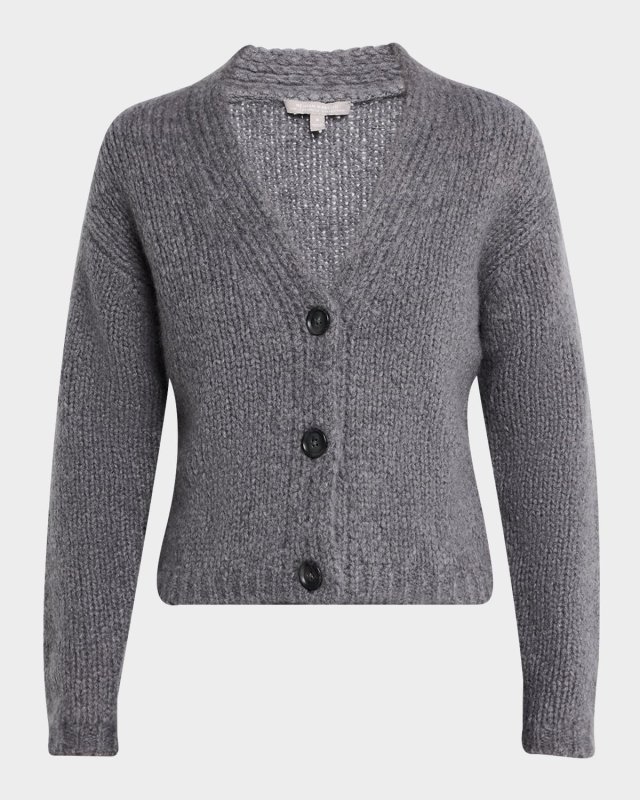 Cashmere-Silk Chunky Boucle Cardigan