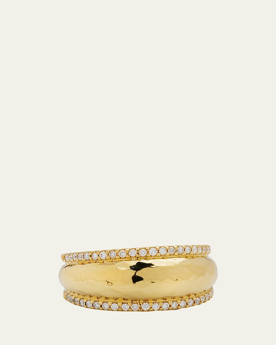 18k Classico Thin Goddess Hammered Ring, Size