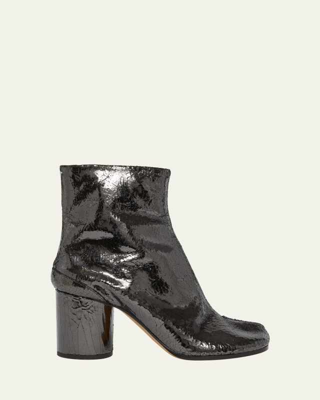 Tabi Split-Toe Metallic Leather Ankle Boots