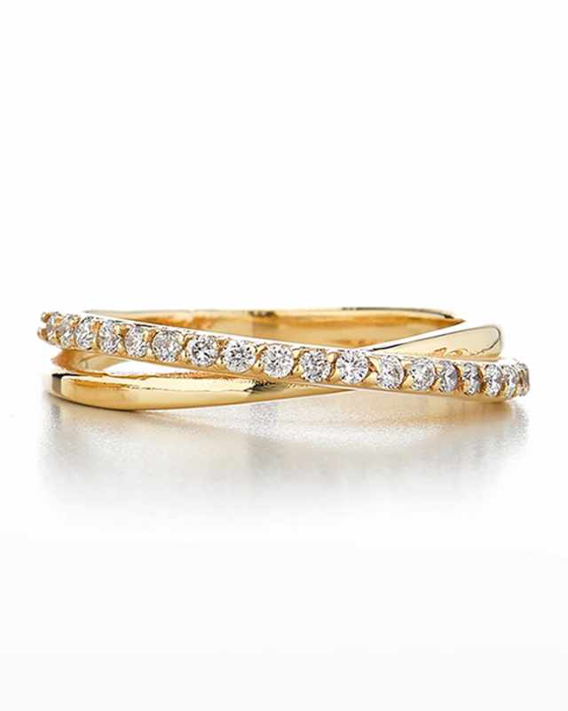 Jolie 14K Gold Wrap Diamond Band Ring, Size 6 and