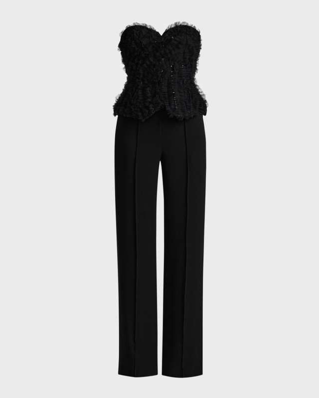 Strapless Ruffle Peplum Jumpsuit