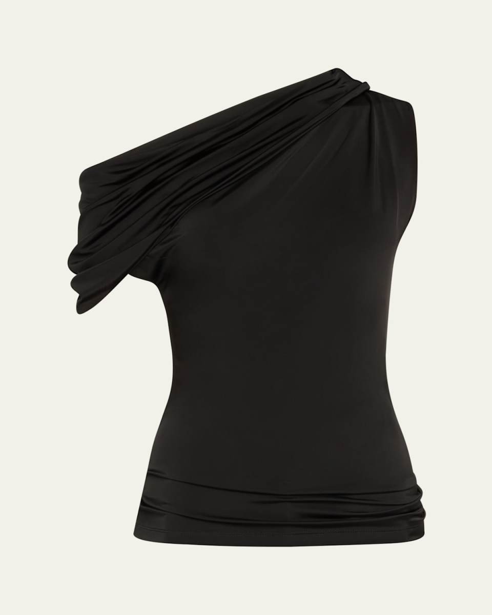 Asymmetric One-Shoulder Draped Top