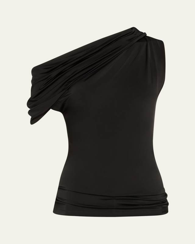 Asymmetric One-Shoulder Draped Top
