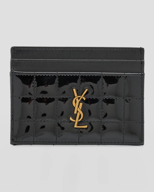 Cassandre YSL Card Case in Quilted Patent Leather