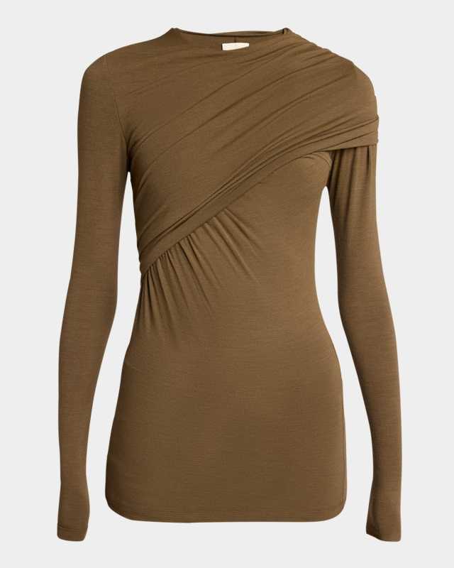 Asna Draped Wool-Blend Top