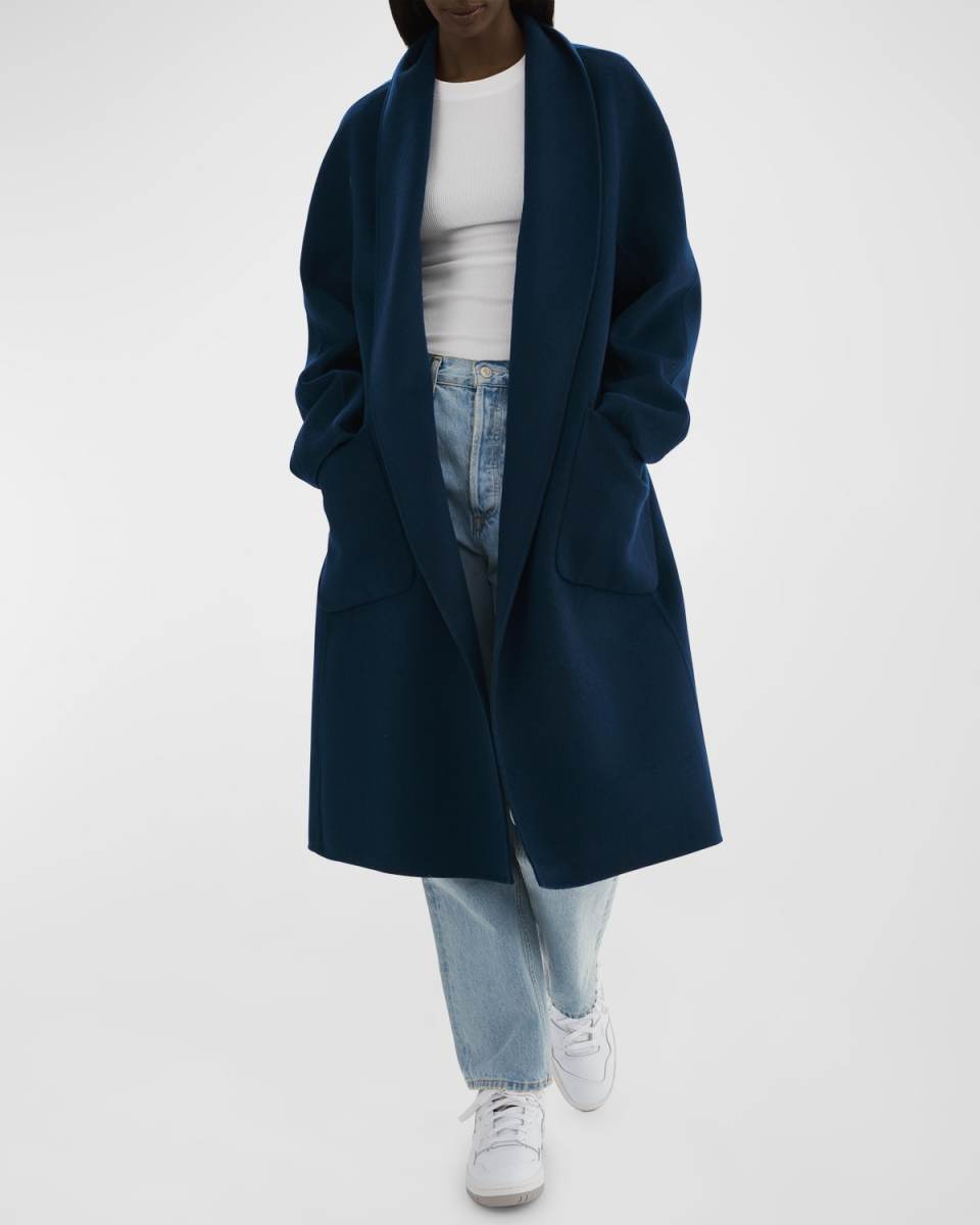 Thara Shawl-Collar Wool Coat