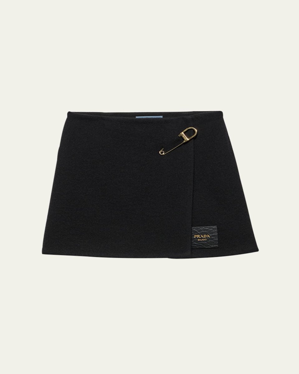 Safety Pin Brooch Twill Mini Skirt