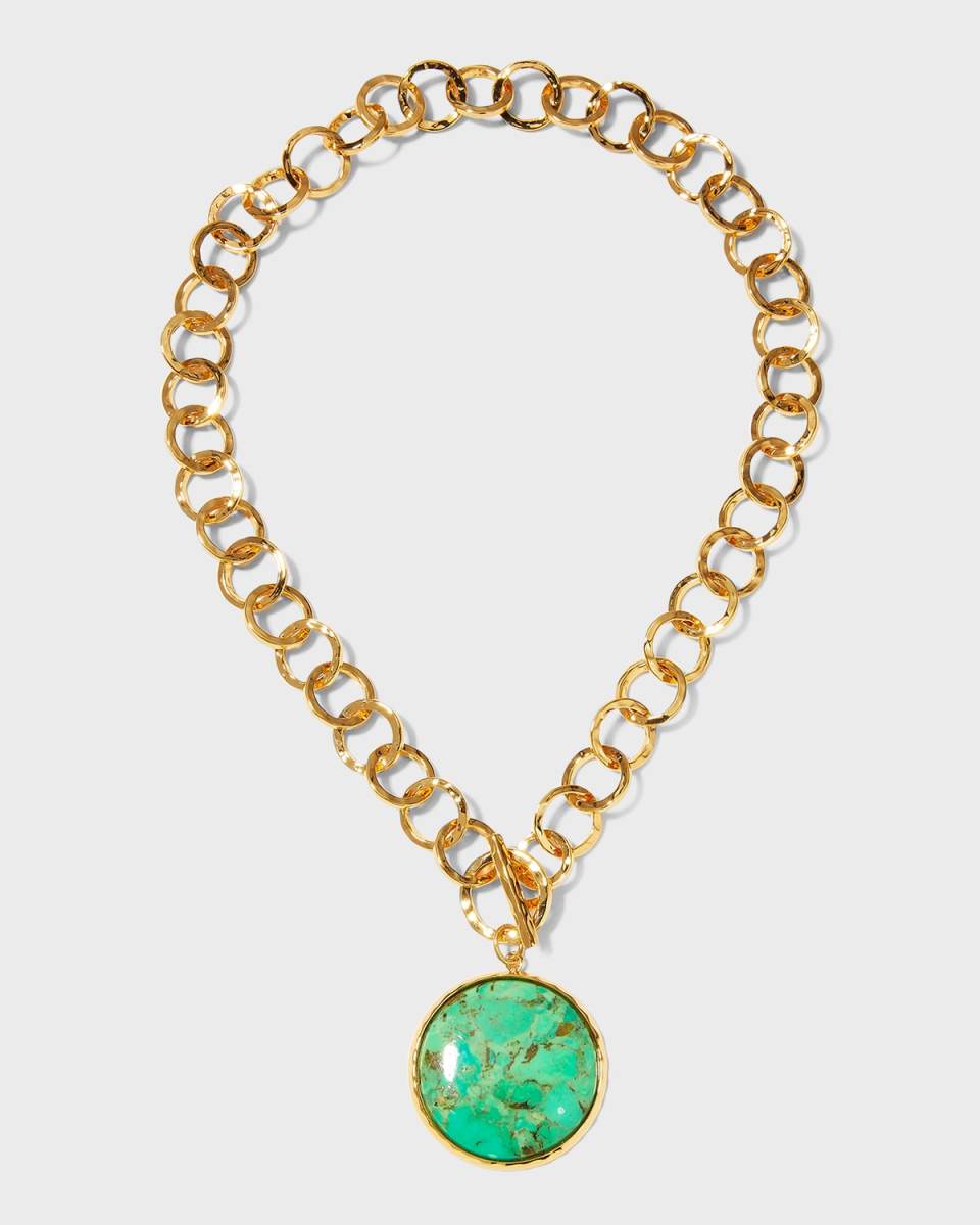 Green Turquoise Bezel Pendant Necklace